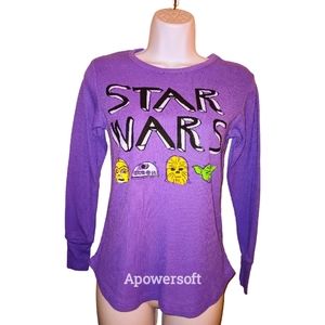 Star Wars Women's Purple Thermal / Sleep Top Size Small